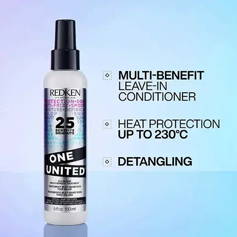  Image 1, REDKEN OTECTION SO TI-FRIZZ SMOO OISTURE DEFINIC SUA LOP SHIN 25 SO BENEFITS OL BIENFAITS ONE UNITED MATH BENCHM TACEMENT MILTENENCES TOUTUN MOVI MULT DEces 1000 N- UND MULTI-BENEFIT LEAVE-IN CONDITIONER › HEAT PROTECTION UP TO 230°C • DETANGLING 5floz 150ml Image 2, BEFORE AFTER ONE UNITED + DIFFUSING Image 3, 9'8 FORMULATED WITH COCONUT OIL & LACTIC ACID FOR HEALTHY FEELING HAIR Image 4, ALL-IN-ONE FOR ALL HAIR TYPES • STRENGTHENS SOFTENING NOURISHING SMOOTHING REDK ECTION FRI 20 URDER 25 ONE UNITED 130m Image 5, PRO TIP: APPLY TO MID-LENGTHS AND ENDS BEFORE YOU COMB OR BRUSH. IT WILL INSTANTLY HELP TO DETANGLE AS WELL AS LEAVING IT SOFT AND SHINY UNIT ONE 30 Image 6, "I REALLY LOVE THIS REDKEN PRODUCT, YOU CAN USE IT IN SO MANY WAYS.. DRY, WASHES, HEAT PROTECTION MIST IT'S MULTI PURPOSE WOULD DEFINITELY RECOMMEND❞* REDKEN OTECT ON SO TI-FRIZZ SMOO STURE DEFINIC LOP UTF 25 BENEFITS SHIN SUA *RECEIVED THE PRODUCT TO TRY FROM MARIE CLAIRE BEAUTY DRAWER, OCT 2023 ONE UNITED ALL-IN-ONE RUSSON TH PARENT MULT ONE MULTIVORTE 51 cz 150 me