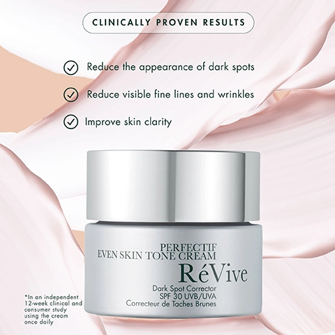 clinically proven results. reduce the appearance of dark spots. reduce visible fine lines and wrinkles. improve skin clarity. in an independent 12 week clinical and consumer study using the cream once daily.