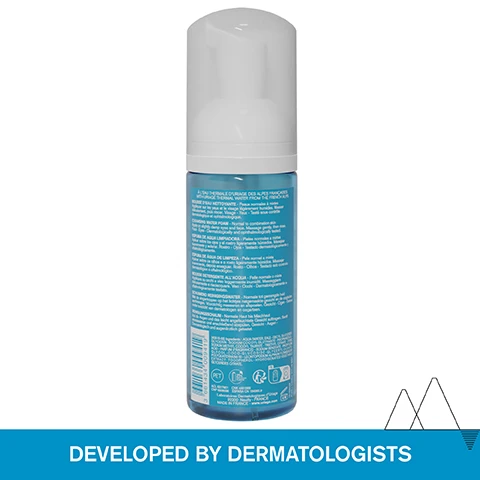 Image 1 - A blue bottle of foaming cleanser with a white pump mechanism on a white background with visible text À LEAU THERMALE DURIAGE DES ALPES FRANCAISES URIAGE THERMAL WATER FROM THE FRENCH ALPS MOUSSE DEAU NETTOYANTE Peaux normales à mixtes Appliquer sur les yeux et le visage légèrement humides. Masser délicatement, puis rincer. Visage Yeux Testé sous contrôle dermatologique et ophtalmologique. CLEANSING WATER FOAM Normal to combination skin Apply on slightly damp eyes and face. Massage gently, then rinse. Face Eyes Dermatologically and ophthalmologically tested. ESPUMA DE AGUA LIMPIADORA Pieles normales a mixtas Aplicar sobre los ojos y el rostro ligeramente húmedos. Masajear suavemente y aclarar. Rostro Ojos Testado dermatológica y oftalmologicamente. ESPUMA DE ÁGUA DE LIMPEZA Pele normal a mista Aplicar sobre os olhos e o rosto ligeiramente húmidos. Massajar suavemente, depois enxaguar. Rosto Olhos Testado sob controlo dermatológico e oftalmológico. MOUSSE DETERGENTE ALLACQUA Pelle normale o mista Applicare su occhi e viso leggermente inumiditi. Massaggiare delicatamente e risciacquare. Viso Occhi Dermatologicamente e oftalmologicamente testato. SCHUIMEND REINIGINGSWATER Normale tot gemengde huid Met de vingertoppen op het lichtjes natgemaakte gezicht en de oogleden aanbrengen. Voorzichtig masseren en afspoelen. Gezicht Ogen Getest onder toezicht van dermatologen en oogartsen. REINIGUNGSSCHAUM Normale Haut bis Mischhaut Auf die Augen und das leicht angefeuchtete Gesicht auftragen. Sanft einmassieren und anschließend abspülen. Gesicht Augen Dermatologisch und augenärztlich getestet. 3 661434 009419 [42515-33] Ingredients: AQUA (WATER, EAU) DECYL GLUCOSIDE GLYCERIN SODIUM COCOYL GLUTAMATE PROPANEDIOL SODIUM METHYL COCOYL TAURATE TRIETHYL CITRATE CITRIC ACID PARFUM (FRAGRANCE) SODIUM BENZOATE PROPYLENE GLYCOL COCO-GLUCOSIDE GLYCERYL OLEATE POLYQUATERNIUM-10 LEONTOPODIUM ALPINUM FLOWER/LEAF EXTRACT TOCOPHEROL HYDROGENATED VEGETABLE GLYCERIDES CITRATE. PET 25% RECYCLED PLASTIC FR ACL 6317901 CNK 4481669 CNP 6936098 ESPANA CN 184360.9 Laboratoires Dermatologiques dUriage 92200 Neuilly FRANCE MADE IN FRANCE www.uriage.com 6M PUG London WC1B 3RH DEVELOPED BY DERMATOLOGISTS. Image 2 - A close-up of a persons face with white foam cleanser near their eye, with text overlays that read ALL SKIN TYPES - EVEN SENSITIVE, Fruity, floral fragrance, Ultra-soft airy foam, and Rinse-off face makeup remover. Image 3 - A bottle of Uriage cleansing water foam with text overlayed that says URIAGE EAU THERMALE MOUSSE DEAU NETTOYANTE à lextrait dEdelweiss bio Démaquille, Purifie CLEANSING WATER FOAM with organic Edelweiss extract Removes make-up, Purifies NATURAL ORIGIN 98% PEAUX NORMALES A MIXTES VISAGE YEUX FACE EYES TESTE SOUS CONTROLE DERMATOLOGIQUE URIAGE, LEAU THERMALE DES ALPES 150ml e 5fl.oz. 82% REMOVES MAKE-UP PERFECTLY* SKIN IS CLEAR, SOFT & SMOOTH *Use test under dermatological and ophthalmological control - 22 women - 21 days - % satisfaction. Image 4 - An image featuring three icons representing ingredients, each with text describing the ingredient and its benefit, along with text at the top, lists information about the product. ADVANCED DERMATOLOGICAL FORMULA ORGANIC EDELWEISS EXTRACT Protects the cutaneous barrier & antioxidant effect GLYCERIN Protect skin from the drying effects associated with water URIAGE THERMAL WATER 100% pure & natural Softens & soothes all skin types. Image 5 - A snowy mountain landscape background with a white diagram connecting blue text boxes listing product features: Dermatologically and ophthalmologically tested, Suitable for all skin types, Soap-free, Physiological pH (5,5), 98% ingredients of natural origin. Image 6 - Three Uriage Eau Thermale products are displayed with steps 1 Cleanse featuring Cleansing Water Foam, 2 Booster H.A featuring H.A Booster Serum, and 3 Moisturize featuring Water cream. Image 7 - A bottle of Uriage Cleansing Water Foam with foam around it displays the text URIAGE EAU THERMALE MOUSSE DEAU NETTOYANTE à lextrait dEdelweiss bio Démaquille Purifie CLEANSING WATER FOAM with organic Edelweiss extract Removes make-up Purifies NATURAL 98% ORIGIN PEAUX NORMALES À MIXTES NORMAL TO COMBINATION SKIN VISAGE YEUX FACE EYES TESTÉ SOUS CONTRÔLE DERMATOLOGIQUE URIAGE LEAU THERMALE DES ALPES 150 mle 5fl.oz. and DEVELOPED BY DERMATOLOGISTS logo.