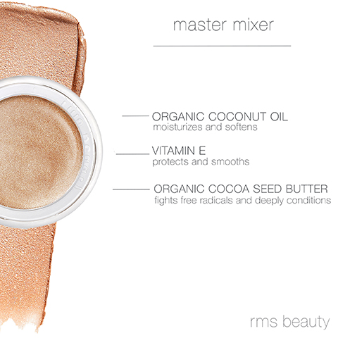 master mixer: organic coconut oil moisturises and softens, vitamin E protects and smooths and organic cocoa seed butter that fights free radicals and deeply conditions