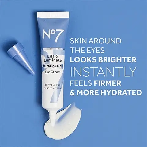Skin around the eyes looks brighter instantly feels firmer & more hydrated. Kick start your regime with lift & luminate. 1. serum, 2.eye cream, 3. day cream night cream. Shea butter & hyaluronic acid this eye cream instantly hydrates delicate skin around the eyes. Ginseng extract this eye cream brightens dull skin around the eyes. Antioxidant complex, with this eye cream discover a more youthful looking eye area.