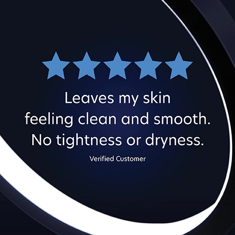 5 star rating from a verified customer: leaves my skin feeling clean and smooth. no tightness or dryness