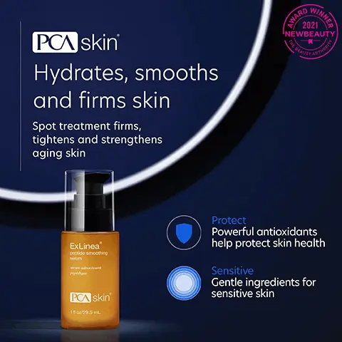 Image 1: Hydrates, smooths and firms skin, spot treatment firms, tightens and strengthens ageing skin, protect powerful antioxidants help protect skin health and sensitive gentle ingredients for sensitive skin. Image 2: We've put our best into helping you feel your best, acetyl hexapeptide that minimizes the appearance of fine lines and wrinkles, sodium hyaluronate has the ability to hold 1,000 times its weight in water and plays an important role in skin hydration and squalane, a natural oil found in olives and wheat germ that keeps skin moist. Image 3: Differences you see before and after 6 weeks model shot. Image 4: 5 star rating: This product is amazing, it really helps to smooth and soften my skin, little fine lines practically disappear. No crows feet love this!