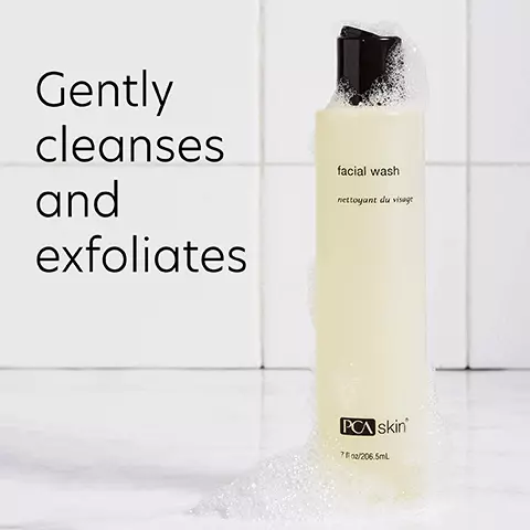 Image 1, Gently cleanses and exfoliates. Image 2: Made to gently remove impurities and makeup, formulated with lactic acid, aloe vera leaf juice, allantoin and willow bark extract. Image 3: Apply to damp skin and massage into a light foaming lather. rinse with warm water and pat dry. Image 4: 5 star customer rating: easy to use, lathers up and removes makeup quickly and easily. Love this! Image 5: complete the regimen