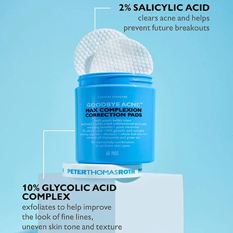 Image 1, 2% salicylic acid = clears acne and helps prevent future breakouts. 10% glycolic acid complex = exfoliates to help improve the look of fine lines, uneven skin tone and texture. image 2, new look - same maximum strength acne-clearing formula.