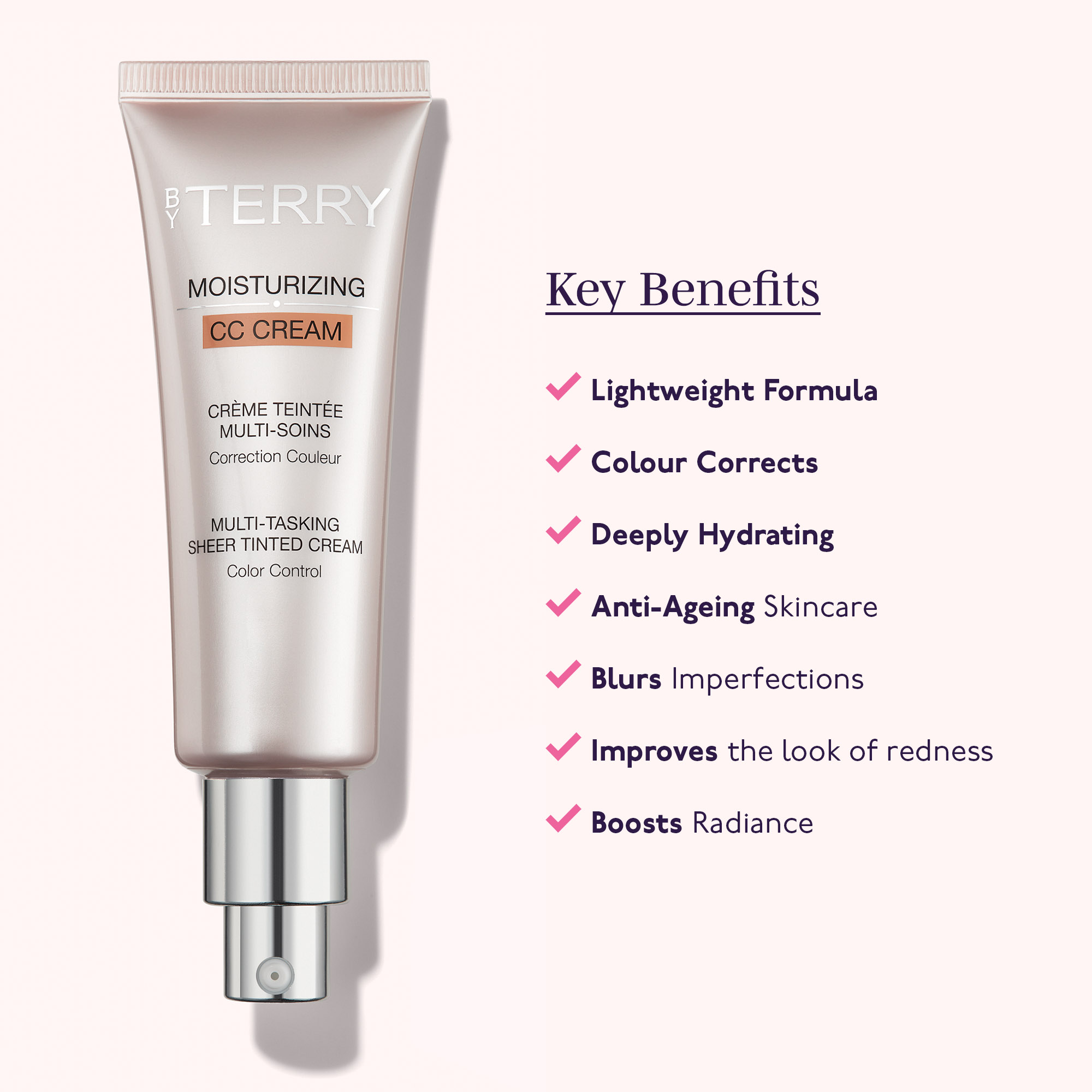 Key Benefits. Lightweight Formula, Colour Corrects, Deeply Hydrating, Anti-Ageing Skincare, Blurs Imperfections, Improves the look of redness, Boosts radiance