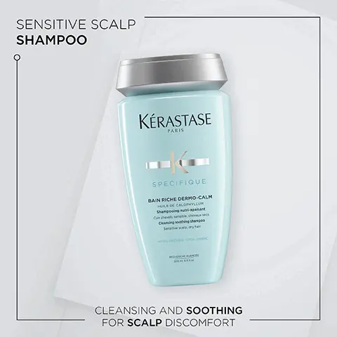 Image 1, Strengthening scalp shampoo for cleansing and soothing for scalp discomfort. Image 2, Before and after model shot. Image 3, Specifique. 97% agree that shampoo deeply cleanses hair and scalp. 97% agree that shampoo does not weigh hair down. 91% agree that shampoo leaves the scalp feeling clean. 98% agree that their scalp feels more comfortable. Image 4, Vitamin B6, Menthol and Amino acids ingredients. Image 5,Specifique, Hovig Etoyan/global professional ambassador- How do you treat an oily scalp and greasy hair without drying out your ends? Specifique provides balancing care for oily hair that keeps it hydrated and happy
