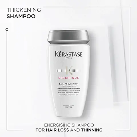Image, thickening shampoo, energising shampoo for hair loss and thinning. Image 2, before and after. Image 3, specifique, 97% agree that shampoo deeply cleanses hair and scalp, 97% agree that shampoo does not weigh hair down, 91% agree that shampoo leaves scalp feeling clean, 98% agree that their scalp feels more comfortable. Image 4, vitamin B6, menthol, amino acid. Image 5, specifique, Hovig Etoyan Global Professional Ambassador, how do you treat an oily scalp and greasy hair without drying out your ends? specifique provide balancing care for oily hair that keeps it hydrated and happy.