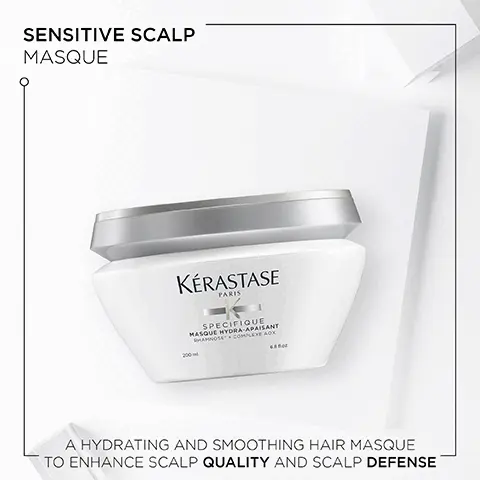 Image1 , sensitive scalp masque, a hydrating and smoothing hair masque to enhance scalp quality and scalp defense. Image 2, before and after. Image 3, specifique, 97% agree that shampoo deeply cleanses hair and scalp, 97% agree that shampoo does not weigh hair down, 91% agree that shampoo leaves scalp feeling clean, 98% agree that their scalp feels more comfortable. Image 4, vitamin B6, menthol, amino acid. Image 5, specifique, Hovig Etoyan Global Professional Ambassador, how do you treat an oily scalp and greasy hair without drying out your ends? specifique provide balancing care for oily hair that keeps it hydrated and happy.