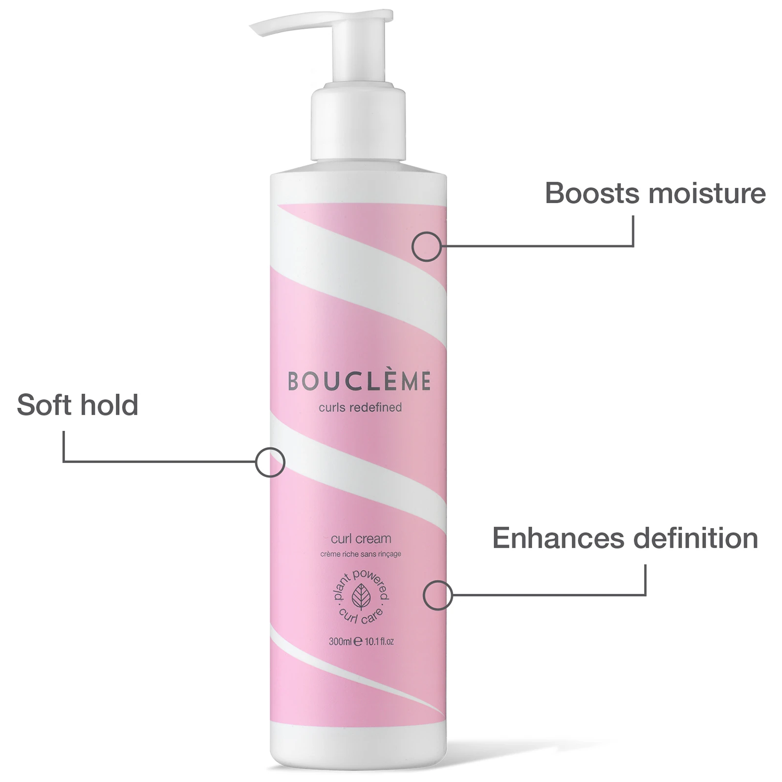 boosts moisture, soft hold, enhances definition