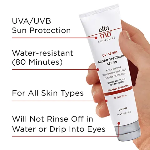 Image 1, UVA/UVB sun protection, water resistant (80 minutes), for all skin types, will not rinse off in water or drip into eyes. Image 2, number 1 dermatologist recommended, trusted, personally used professional sunscreen brand. Image 3, antioxidant protection, combats skin-aging free radicals associated with ultraviolet (UV) and infrard radiation (IR). Image 4, recommended for daily use by skin cancer foundation, recommended as an effective broad spectrum sunscreen. Image 5, made with zinc oxide, natural mineral compound that works as a sunscreen agent by reflecting and scattering IVA and UVB rays. Image 6, verified customer review - 5 stars, this is a great sunscreen for the body. feels luxurious and light - doesn't smell or feel like sunscreen or leave a white cast residue. Image 7, paraben free, oil free, non comedogenic, fragrance free, sensitivity free. Image 8, complete your regimen, UV sport, foaming facial cleanser, sin recovery toner, AM therapy, UV lip balm.