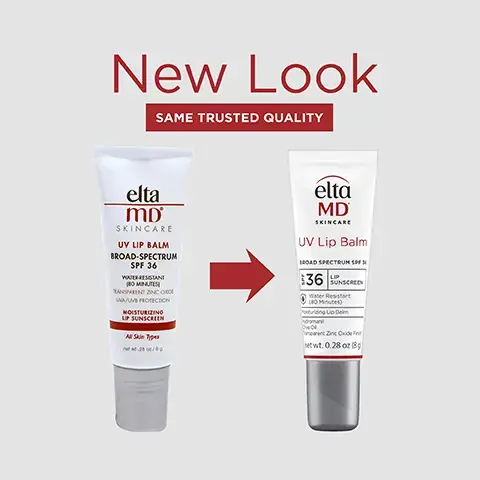 Image 1, New look same trusted quality Image 2, UVA/UVB sun protection, for all skin types, water resistant (80 minutes) for all skint types, soothes and protects dry, chapped and sun-exposed lips. Image 3, number 1 dermatologist recommended, trusted, personally used professional sunscreen brand. Image 4, formulated with hydromanil to provide immediate and long lasting moisturization. Image 5, think zinc oxide, natural mineral compound that works as a sunscreen agent by reflecting and scattering IVA and UVB rays. Image 5,  over 2,500 5 star reviews and counting this was my first vacation that i am not leaving with a blister on my lip! This lip protection works fabulous highly recommended Image 6, Trusted by Dermatologists. Loved by skin. For over 30 years, EltaMD has been creating innovative products that cater to all skin types and conditions, from cosmetically elegant sunscreen to skincare that repairs and rejuvenates skin. Image 7, Complete your regimen.