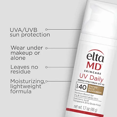 Image 1, UVA/UVB sun protection, leaves no residue, wear alone or under makeup, moisturizing, lightweight formula. Image 2,active ingredients 9.0% zinc oxide, 7.5% octinoxate. Image 3, complete your regimen. Image 4, free from oxybenzone, parabens, frgrances and dyes. Image 5, paraben free, vegan, noncomedogenic, fragrance free, dye free and hypoallergenic. Image 6, think zinc oxide natrual mineral compound that works as a sunscreen agent by refecting and scattering UVA and UVB rays. Image 7, number 1 dermatologist recommended, trusted, personally used professional sunscreen brand. Image 8, formulated with hyaluronic acid to reduce the appearance of fine lines and wrinkles.