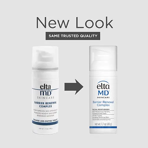 Image 1, new look same trusted quality. Image 2, Visibly improves skin appearance
              Promotes healthy skin o barrier Minimizes the appearance o- of redness and promotes skin cell turnover Replenishes moisture o Barrier Renewal Complex FACIAL MOISTURIZER Rich Moisturizer for Dry. Compromised Skin All Skin Types, Including Sensitive Skin Ceramides and Enzymes. Image 3, for dry skin. Image 4, Trusted by Dermatologists. Loved by skin. For over 30 years, EltaMD has been creating innovative products that cater to all skin types and conditions, from cosmetically elegant sunscreen to skincare that repairs and rejuvenates skin. Image 5, formulated with hyaluronic acid to reduce the appearance of fine lines and wrinkles. Image 6, Free From parabens ◇ fragrances ◇ dyes. Image 7, complete your regimen. Image 8, Fragrance-free Paraben-free Dye-free Dermatologically tested