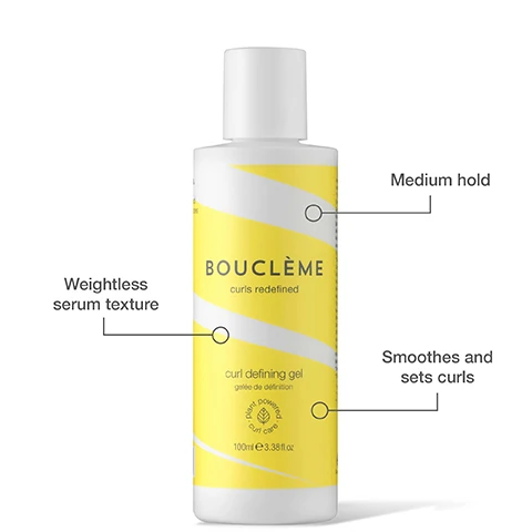 weightless serum texture, medium hold, smoothes and sets curls