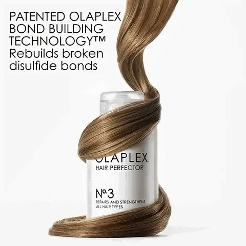 Image 1, patented olaplex bonf building technology, rebuilds broken disulfide bonds. Image 2, the environment comes first, together with our updated carbon negative footprint from 2015-2021. we eliminated 35mm pounds of GHG from being emitted to the environment. we save 44k gallons of water from being wasted. we protect 57mm trees from being deforested. Image 3, hair cuticle before and after.