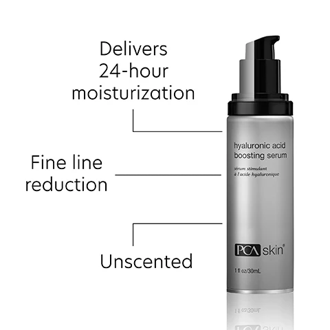 Image 1, delivers 24 hour moisturization, fine line reduction, unscented. Image 2, apply morning and night to deeply hydrate and plump skin. Image 3, complete the regimen