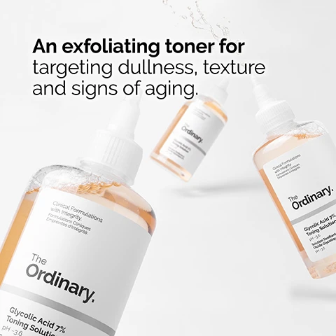 Image 1, an exfoliating toner for targeting dullness, texture and signs of aging. Image 2, helps balance uneven skin tone and correct texture over time. 7% glycolic acid, tasmanian pepperberry, water-based solution. Image 3, apply after cleansing. sweep a saturated cotton pad across the entire face. Image 4, 1 = prep, cleanser, toners. 2 = treat, water-based serums, eye serums, anhydrous solutions, oils. 3 = seal, suspensions, moisturizers, SPF.