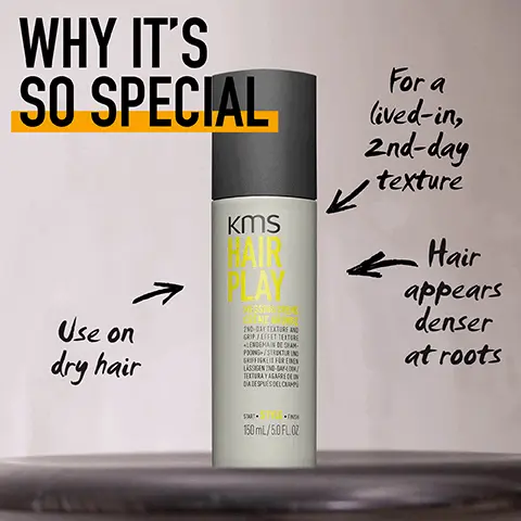 Image 1, WHY IT'S SO SPECIAL For a lived-in, 2nd-day texture Use on dry hair Kms LA ESSING REME 2ND-DAY TEXTURE AND GRIP/EFFET TEXTURE LENDEMAIN DE CHAM PONG/STURUND GRIFFIKE FREE LASSIGEN ND-DAY4K TEXTURAY AGAIN DA DESPUES DEL CAMP 4 Hair appears denser at roots 150mL/5.0 FL. OZ Image 2, 1 723 PROVIDES WORKABLE GRIP AND GRITTINESS MAKES FINE HAIR APPEAR DENSER, ESPECIALLY AT THE ROOTS GIVES INSTANT DAY-AFTER TEXTURE Kms PLA MESSING CREE CREME CRUNT 2ND-DAY TEXTURE AND GRIP/EFFET TEXTURE LENDEMAIN DE SHAM- POOING/STRUKTUR UND GRIFFIGKEIT FÜR EINEN LASSIGEN 2ND-DAY-LOOK/ TEXTURA YAGARRE DE UN DIA DESPUÉS DEL CHAMP Image 3, WHAT'S INSIDE Kms A ESSIN 20-04 PONG ORATAR SAPON Grape Seed Oil 150 ml/50 FLO Peppermint Image 4, RESPONSIBLY SOURCED MATERIALS SAVE WATER CONSUMPTION SUSTAINABILITY COMMITMENTS FORMULA MATERIAL IMPROVEMENT & REDUCTION