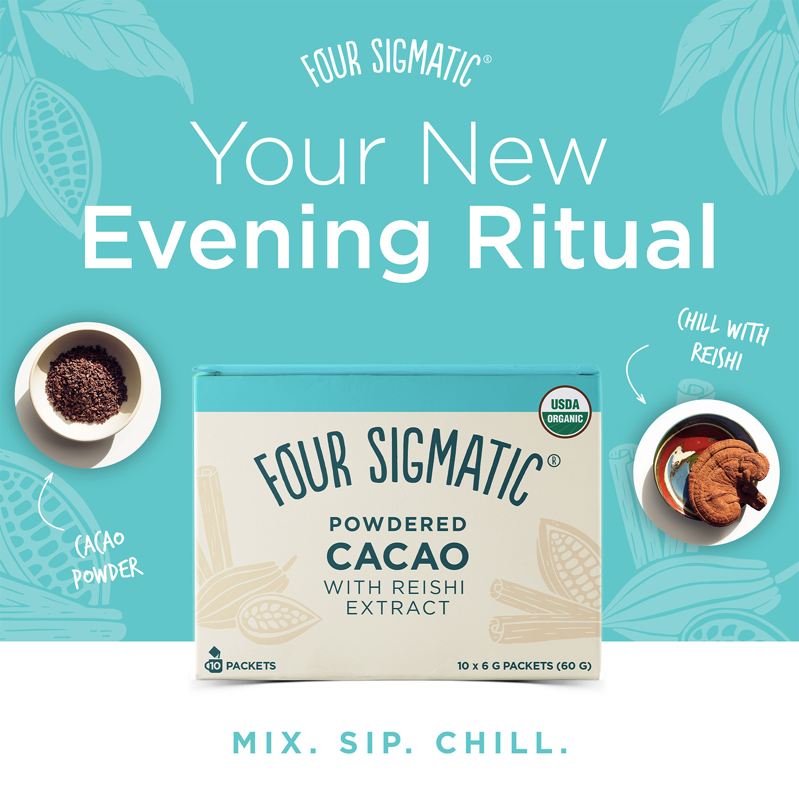 Your new evening ritual, chill with reishi, cacao powder