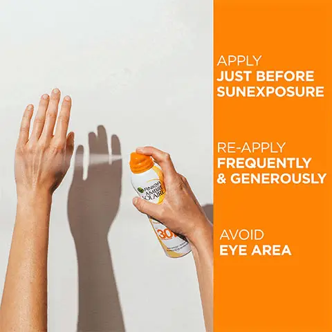 Image 1, Apply just before sunexposure, re-apply frequently and generously, avoid eye area. Image 2, A strict formulation charter, high protection, against UVB, UVA, long UVA, Garnier supports European Cancer leagues, tested under dermatological control, water resistant, instant absorption. Image 3, New Ambre Solaire, improved formulas recycled and recyclable packaging