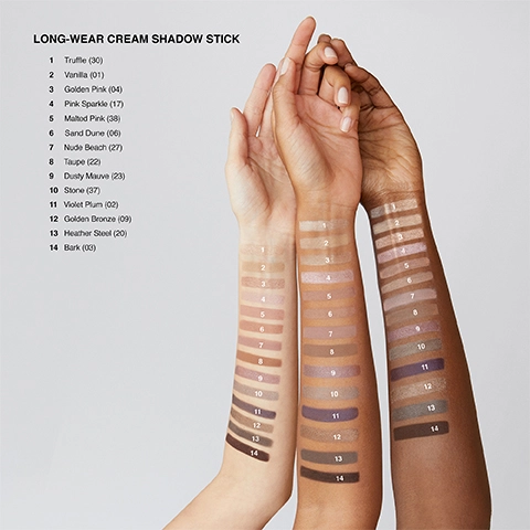 Model arm swatch of all shades