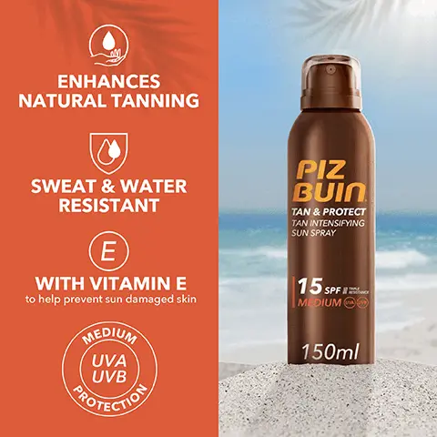 Image 1, enhances natural tanning, sweat and water resistant with vitamin E to help prevent sun damaged skin medium protection. Image 2, enhances natural tanning for a natural faster, more beautiful tan. Image 3, excellent this is the only brand i will use from now on- amazon verified purchase. Image 4, ultra light and absorbing  Image 5, dont forget your after sun. Immediate and last cooling effect with aloe vera and mint extract.