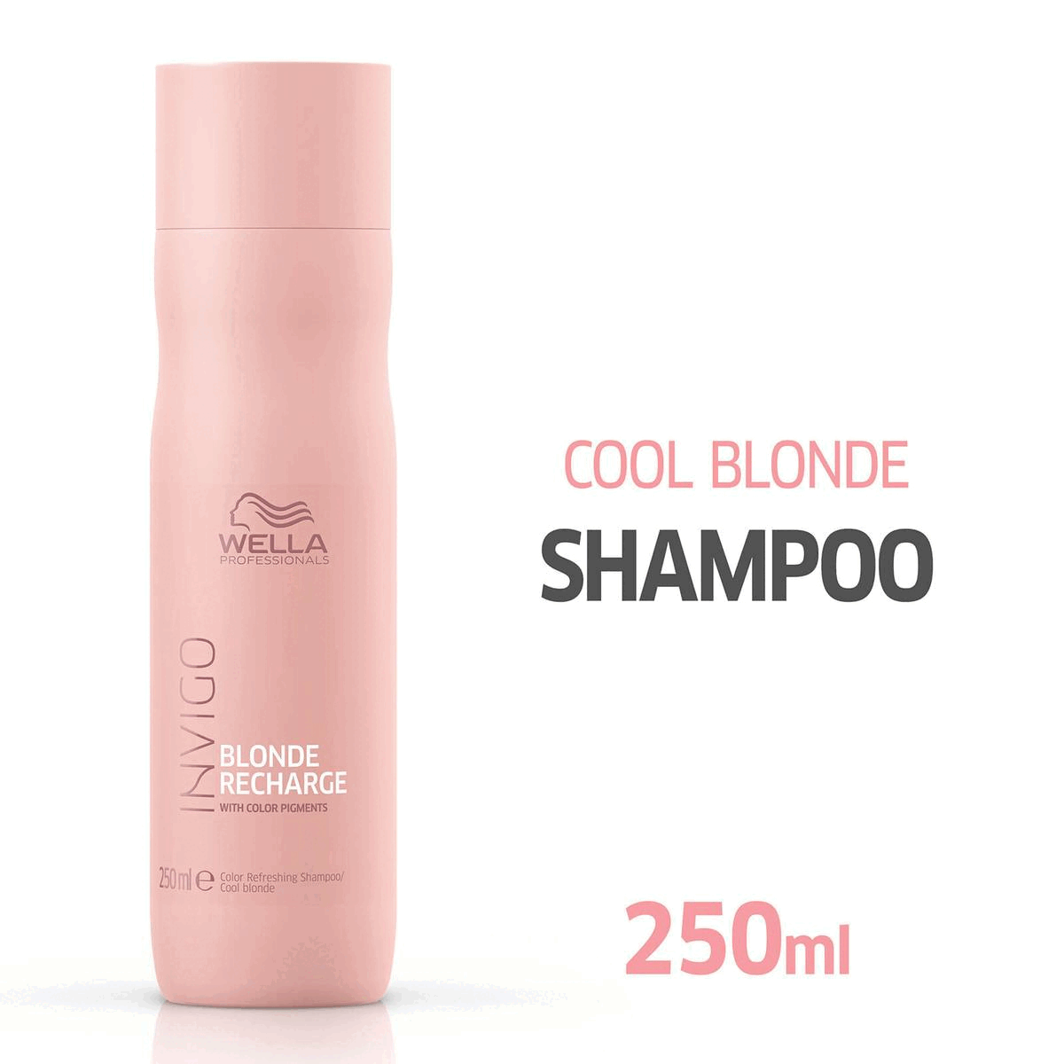 Image 1- Cool Blonde Shampoo,250ml. Image 2- Helps to fight brass. Image 3-With blonde recharge-blend. Image 4-WHelps to fight brass. Image 5-For blonde brightness and vibrancy. Image 6-Quick, personalised & enjoyable care treatment,10 mins BOOST Fast, efficient, enjoyable,15 mins RECHARGE deep, invigorating, intense,20 mins RECOVER Repair, advanced, Transformative.Image 7-Orris scent. Image 8-Apply to wet hair and lather. Leave for 3-5 minss