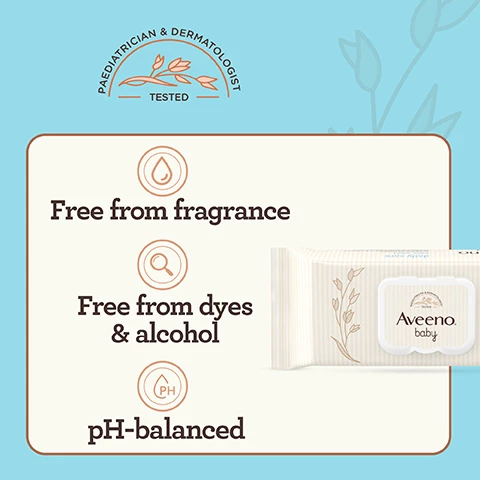 Image 1, free from fragrance, free from dyes and alcohol, ph balanced. paediatrician and dermatologist tested. image 2, with natural oat extract and aloe. image 3, for daily use on dry and sensitive skin, suitable for new borns. image 4, gently cleanses, leaves skin feeling hydrated and protected