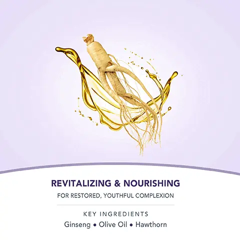 Image 1, REVITALIZING & NOURISHING FOR RESTORED, YOUTHFUL COMPLEXION KEY INGREDIENTS Ginseng Olive Oil. Hawthorn • Image 2, CLINICAL RESULTS 126% of consumers reported higher skin moisture levels in just 2 minutes. More effective then a sheet mask alone IN JUST 2 MINUTES *Based on 28-day clinical testing on 24 female subjects, aged 18 to 35.