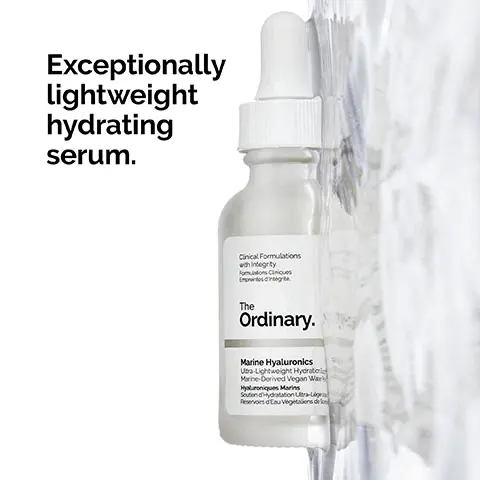 Image 1, exceptionally lightweight hydrating serum. Image 2, apply daily in the morning and evening. water-based serum texture. Image 3, 1 = prep, cleanser, toners. 2 = treat, water-based serums, eye serums, anhydrous solutions, oils. 3 = seal, suspensions, moisturizers, SPF.