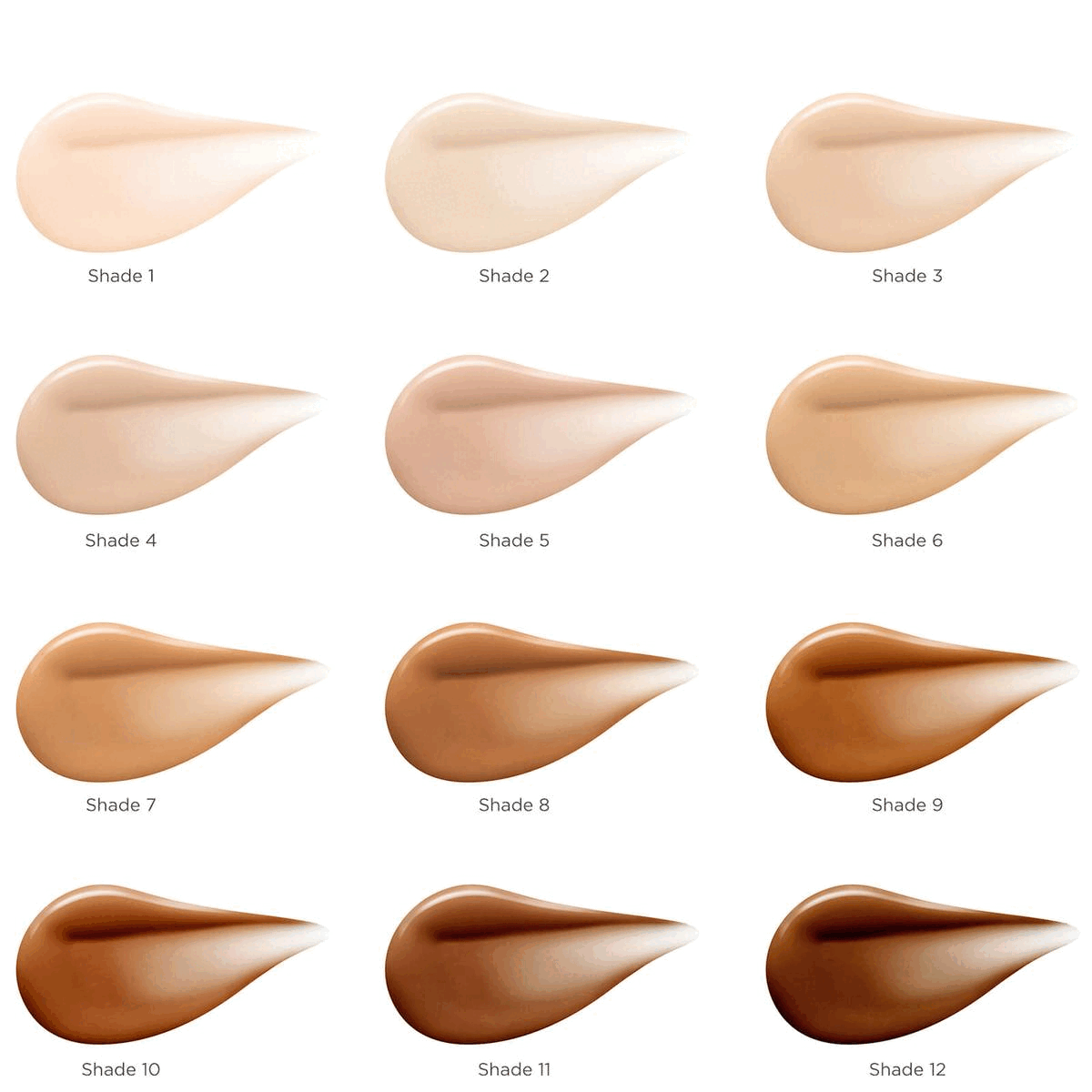 Foundation shades chart. Hand models wearing foundation shades