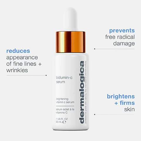 Image 1, reduces appearance of fine lines and wrinkles. prevents free radical damage. brightens and firms skin. image 2, vitamin c = delivers antioxidant protection while improving luminosity and skin tone. lactic acid = helps remove dull, dead skin cells and accelerates cell turnover. chia seed extract = helps reduce inflammation.