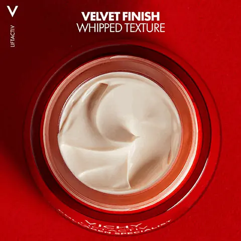 Image 1, velvet finish whipped texture. Image 2, collagen the key to skin firmness, 77% saw firmer skin, 87% saw smoother skin. Image 3, new pack and upgraded forumla, now with 3 times more peptides. Image 4, brightening routine and firming routine.