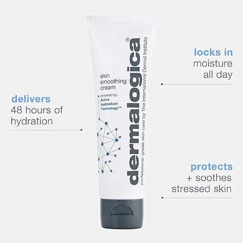 locks in moisture all day, delivers 48 hours of hydration, protects and soothes stressed skin