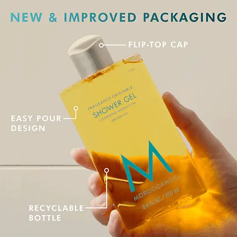 Image 1: New and improved packaging flip top cap, easy pour design, recyclable bottle. Image 2: Fragrance orinale iconic and memorable, magnoila, amber and woods.