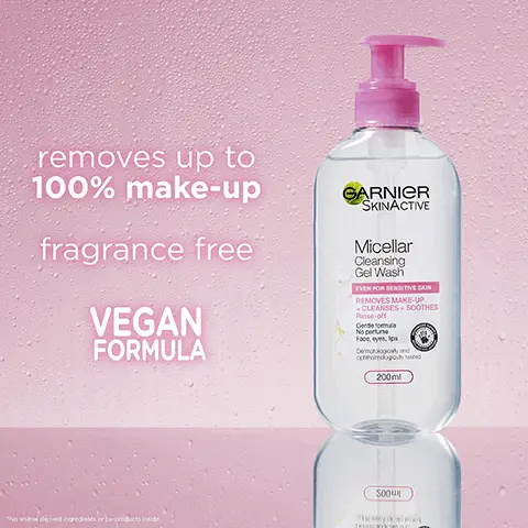 Image 1, removes up to 100% makeup fragrance free vegan formula. Image 2, more than 50,000 reviews 5 stars no1 micellar water in the uk and a must have in my cleansing routine. Image 3, cruelty free international all garnier products are officially approved by cruelty free international under the leaping bunny program. Image 4, vegan formula, bottle made from recycled plastic, recycled cap, label and additives
