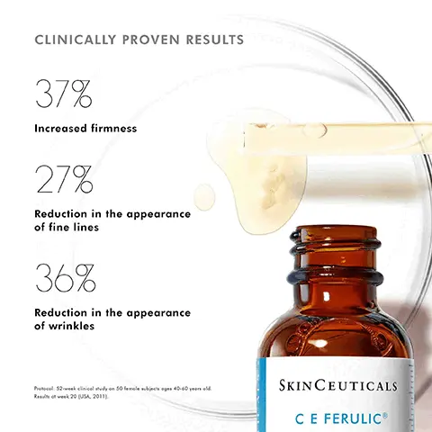 Clinically proven results, 37% increased firmness, 27% reduction in the appearance of fine lines, 36% reductions in the appearance of wrinkles. Protocol- 52 week clinical study on 50 female subjects ages 40-60 years old. Results at week 20 (USA, 2011). Provides advanced environmental protection. Restores radiance for smoother complexion. How to apply, step 1, in the morning after cleansing, dispense 4-5 drops into clean hands Step 2, gently press into skin on the face, neck, and decolletage. Follow with any other skincare products and sunscreen. How to apply, Step 1, Twice daily, dispense 3-5 drops into clean hands. Step 2, Apply to face, neck, and decolletage, avoiding the eye area. May also be applied to any other dehydrated areas. 