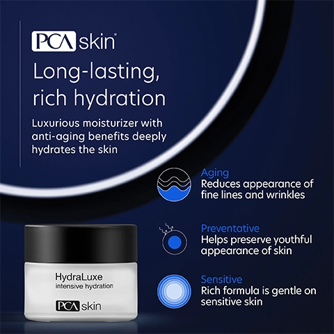 Long lasting rich hydration, luxurious moisturiser with anti-aging benefits deeply hydrates the skin. Aging reduces appearance of fine lines and wrinkles. Preventative helps preserve youthful appearance of skin. Sensitive, rich formula is gentle on sensitive skin.
