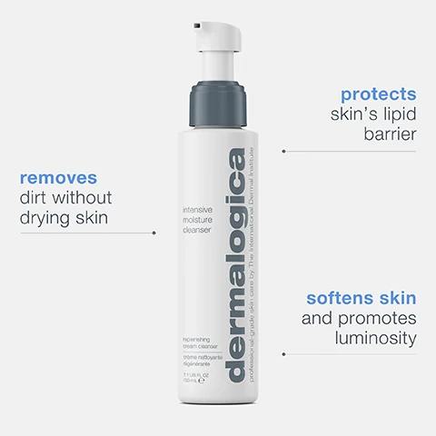 removes dirt without drying skin. protects skin's lipid barrier. softens skin and promotes luminosity.