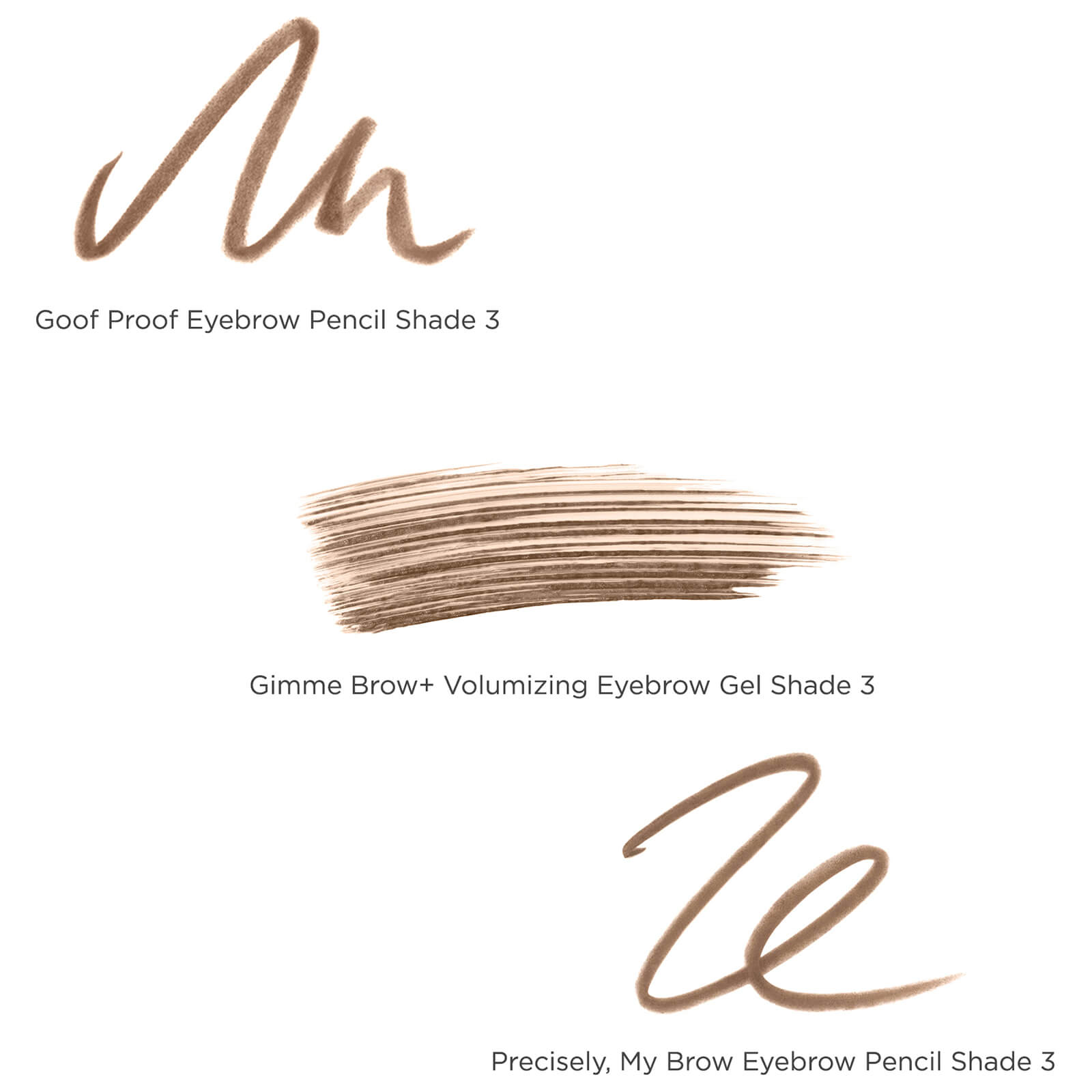 Brow Gel & Pencils Collection swatches