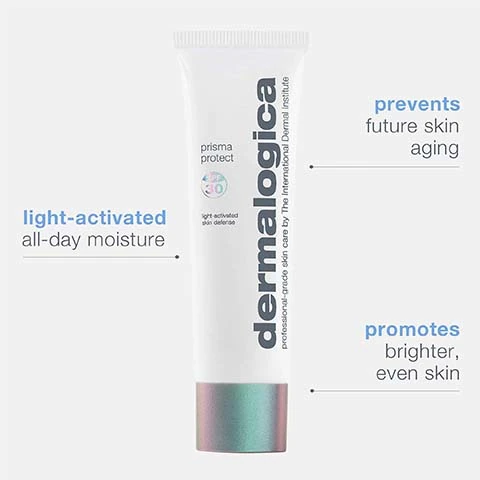 prevents future skin aging. light activated all day moisture. promotes brighter, even skin.