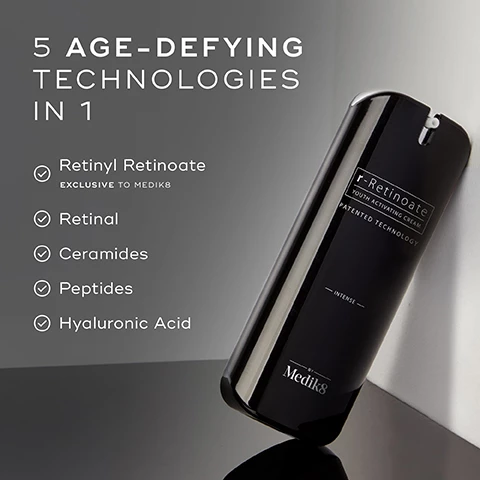 Image 1, 5 age defying technologies in 1 - retinyl retinoate exclusive to medik8, retinal, ceramides, peptides and hyaluronic acid. Image 2, 8 times more powerful than standard retinol. Image 3, proven to dramatically reduce fine lines and wrinkles in 4 weeks. Image 4, featuring retinyl retinoate, patented and exclusiv to medik8, a super molecule fusing retinol and retinoic acid. Image 5, powerful results even on sensitive skin. Image 6, powerful results even on sensitive skin. Image 7, customer review = this product has taken 10 years off me! my skin is even, glowing and i am sure my lines from life have diminished