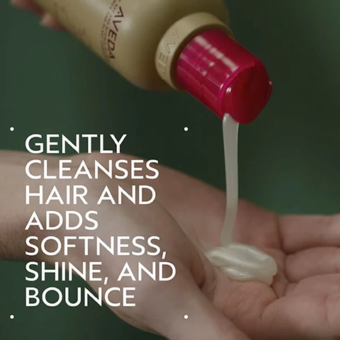 Image 10 - An infographic on a dark green background titled HOW TO USE details four hair care steps: 01 CLEANSE, showing someone washing their hair, with the product Cherry Almond Softening Shampoo; 02 CONDITION, showing a hand squeezing conditioner, with the product Cherry Almond Conditioner; 03 PREP, showing a hand spraying hair product, with the product Speed of Light Blow Dry Accelerator; and 04 STYLE, showing a collection of styling products and a brush, listing Thickening Tonic, Botanical Repair™ Bond-Building Styling Crème, Air Control Light Hold Hair Spray & Wooden Paddle Brush. Image 11 - Three white certification logos are displayed over a background of dark green leaves and a touch of red, showing 100% VEGAN, Certified B Corporation, and Cruelty Free INTERNATIONAL. Image 6 - A golden Aveda bottle with a pink cap pours pearly white shampoo into an open hand, with the visible text Gently cleanses hair and adds softness, shine, and bounce. Image 7 - A wet hand squeezes a tan Aveda Cherry Almond softening conditioner bottle, dispensing white product into another wet hand, with prominent white text reading CONDITIONS, DETANGLES, AND ADDS SOFTNESS AND SHINE, and bottle labels showing AVEDA THE ART AND SCIENCE OF PURE FLOWER AND PLANT ESSENCES, cherry almond softening conditioner sweet floral cherry almond aroma, après-shampooing adoucissant arôme floral doux de cerisier et damande, and 6.7 fl oz liq/200 ml. Image 8 - A split image displays a woman with long, reddish-blonde hair; in the left BEFORE panel, her hair is wavy and appears unwashed, while in the right AFTER panel, her hair is smooth and straight; visible text includes BEFORE, AFTER, Unwashed Hair, and Results with Cherry Almond Softening Shampoo and Conditioner, Speed of Light Blow Dry Accelerator, Thickening Tonic, Botanical Repair™ Bond-Building Styling Crème, and Air Control Light Hold Hair Spray. Blow dried with Wooden Paddle Brush. Image 9 - A circular image features oranges with green leaves and white blossoms next to dark tonka beans on a light background, with text reading UPLIFT YOUR MOOD and A SWEET FLORAL AROMA WITH TONKA BEAN, ORANGE, AND YLANG-YLANG.