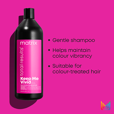 Gentle shampoo, helps maintain colour vibrancy, suitable for colour treated hair
