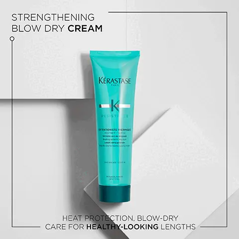 Image 1, strengthening blow dry cream. heat protection, bloe dry care for healthy looking lengths. Image 2, extentioniste, powerful amino acids and ceramides to improve elasticity for root to tip. creatine r is an exclusive complex composed by creatine and ceramide. Image 3, creatine r complex, taurine, maleic acid. Image 4, hovig etoyan, global professional ambassador says, in the quest for our desired style, hair strength and condition can be affected by heat styling and chemical processing. resistance has a product suitable for all types of damaged hair so makes it my go to clients seeking stronger looking hair.