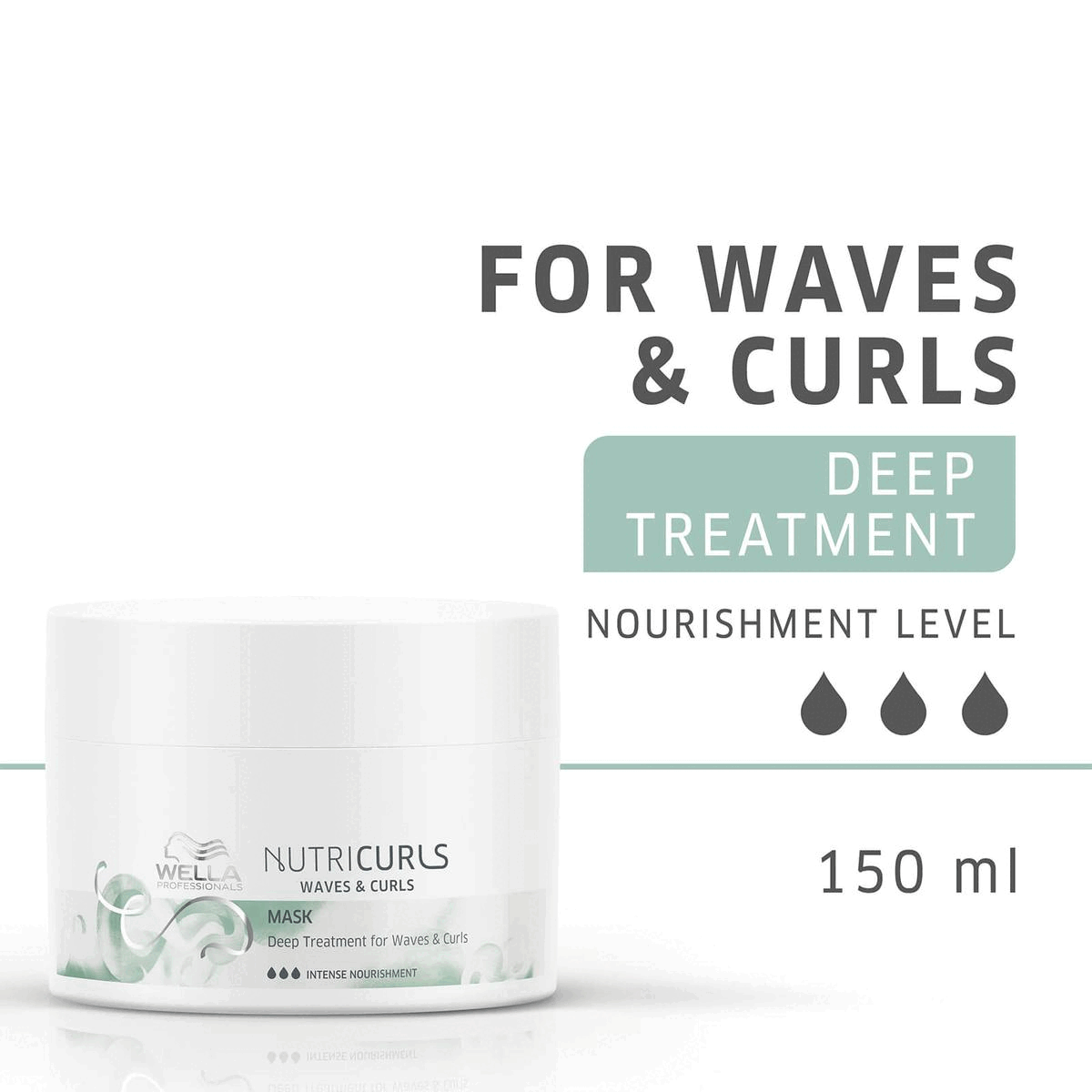 For waves & curves deep treatement , noruishment level - intense.Intense Nourishing Treatment, that helps to prevent fizz.Intense Nourishment Level.Nourish-In Complex.Energizing Fragrance.Find the Perfect Partner.Nutricurls - Care & Styling Range*