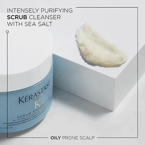 Image 1, intensely purifying scrub cleanser with sea salt oily prone scalp. Image 2, fusio scrubs up to 22% cleaner hair, up to 3 times cleaner scalp, up to 72% more volume, up to 6 times shiner hair. Image 3, sea salt minerals, sweet orange peel, salcylic acid. 