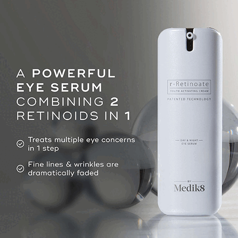 A powerful eye serum combining 2 retinoids in 1. Treats multiple eye concerns in 1 step. Fine lines and wrinkles are dramatically faded. 8X more powerful than standard retinol. Powered by retinyl-retinoate. Proven via independent consumer study on r-retinoate day and might on 52 participants over 4 weeks. Gentle on the delicate eye area. Can be used both day and night for accelerated results. 
