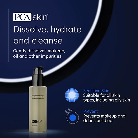 Image 1, dissolve, hydrate and cleanse. gently dissolves makeup, oil and other impurities. sensitive skin, suitable for all skin types, including oily skin. prevent, prevents makeup and debris building up. Image 2, verified customer review = removes all the makeup without a trace including eye makeup and easily wipes away.